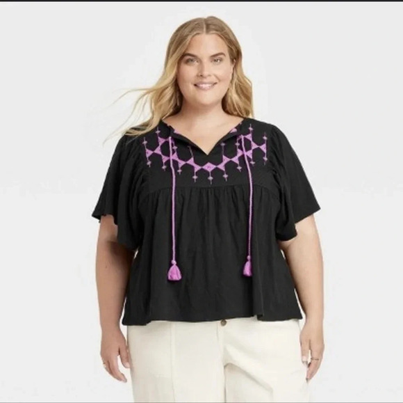 Knox Rose Women's flutter short sleeve shirt - Picture 1 of 8